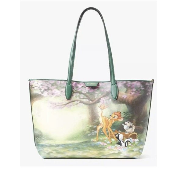 Disney x Kate Spade Bambi Thumper Sutton Tote Bag Purse Forest Scene NWT RARE